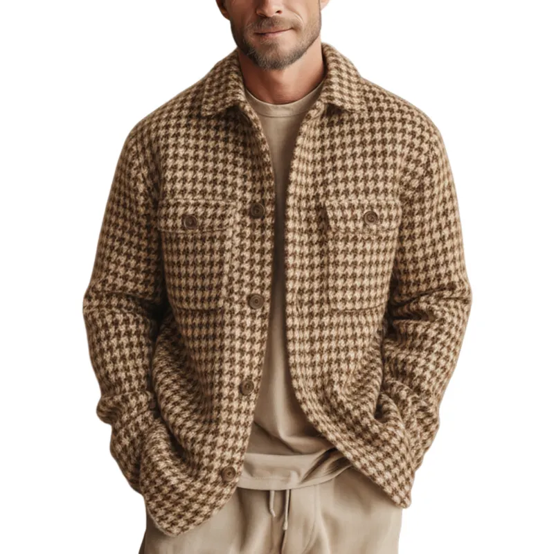 Men's Classic Casual Faux Houndstooth Wool Shirt MTA2742J7K sold by Manly