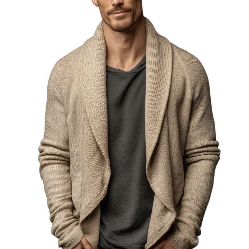 Men's Classic Casual Lapel Buttonless Knitted Cardigan MTA2732J1K sold by Manly