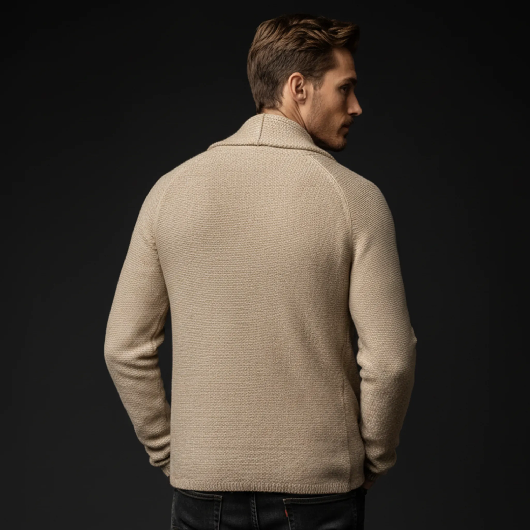 Men's Classic Casual Lapel Buttonless Knitted Cardigan MTA2732J1K sold by Manly product image thumbnail 5