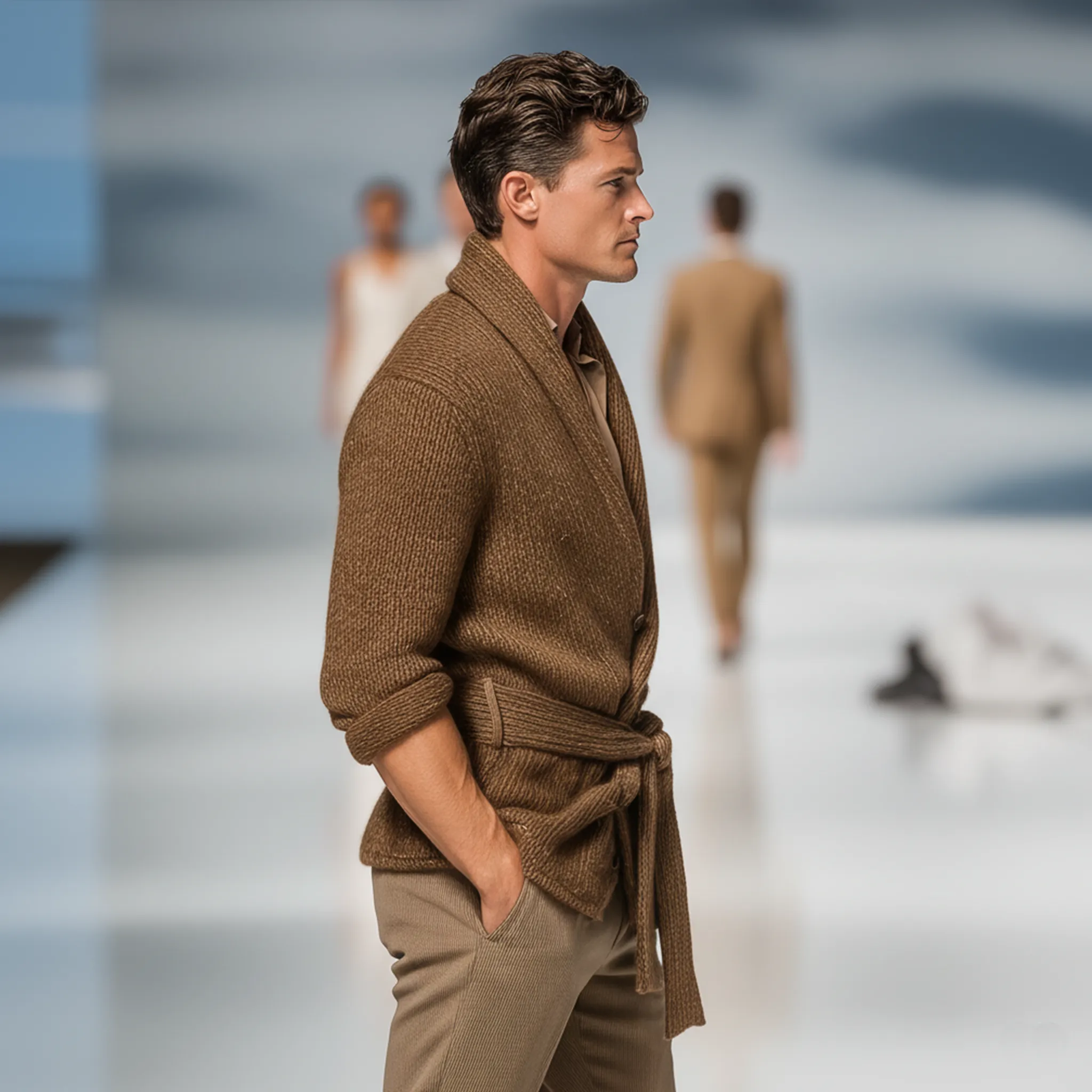 Men's Retro Personalized Lapel Knit Cardigan (Removable Belt) MTA2888J1K sold by Manly product image thumbnail 4