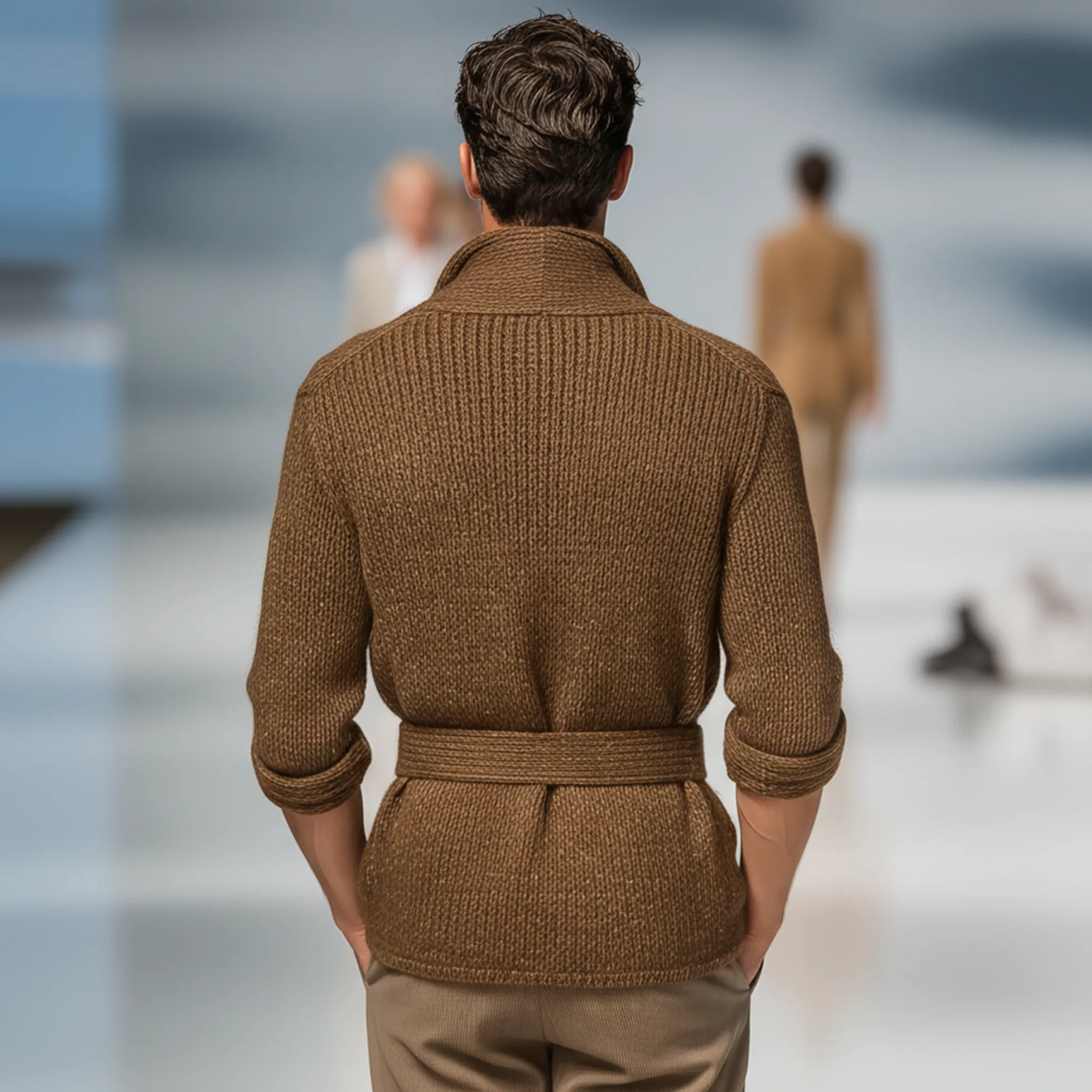 Men's Retro Personalized Lapel Knit Cardigan (Removable Belt) MTA2888J1K sold by Manly product image thumbnail 5