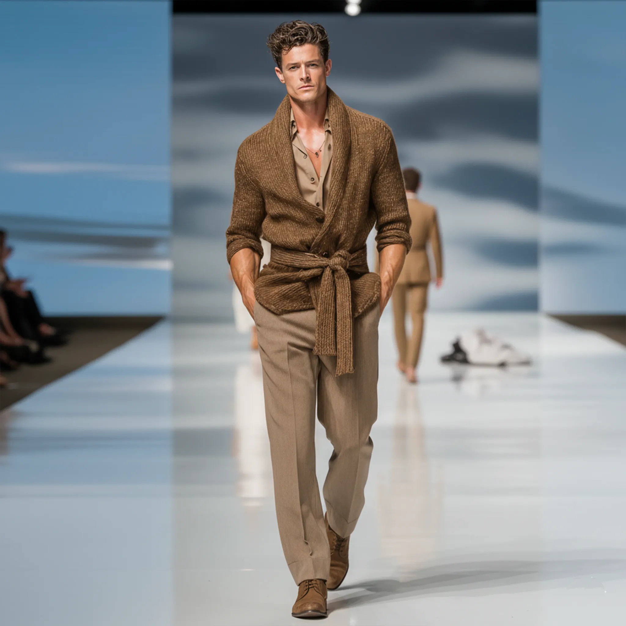 Men's Retro Personalized Lapel Knit Cardigan (Removable Belt) MTA2888J1K sold by Manly product image thumbnail 3