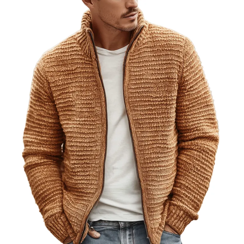 Men's Classic Casual Stand Collar Zipper Cardigan MTA2729J9K sold by Manly
