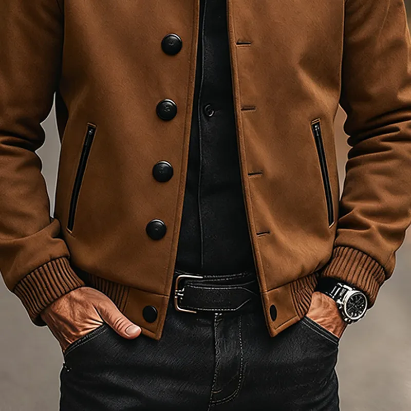 Men's Vintage Solid Lapel Faux Suede Jacket MTA2877J4X sold by Manly product image thumbnail 4