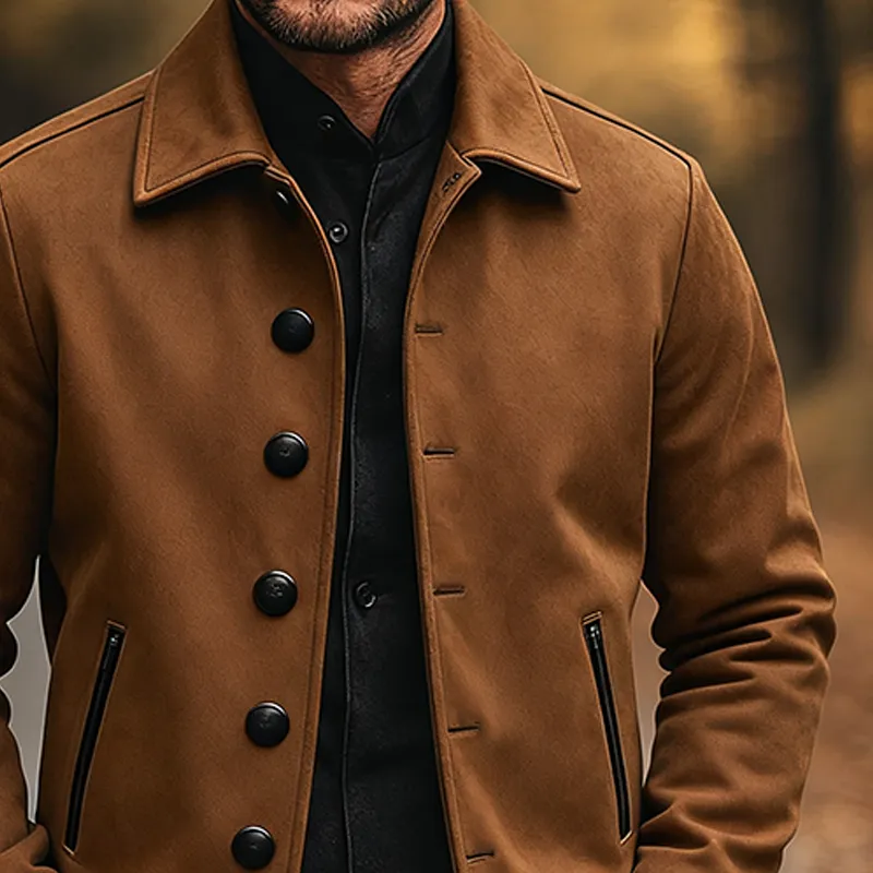 Men's Vintage Solid Lapel Faux Suede Jacket MTA2877J4X sold by Manly product image thumbnail 3