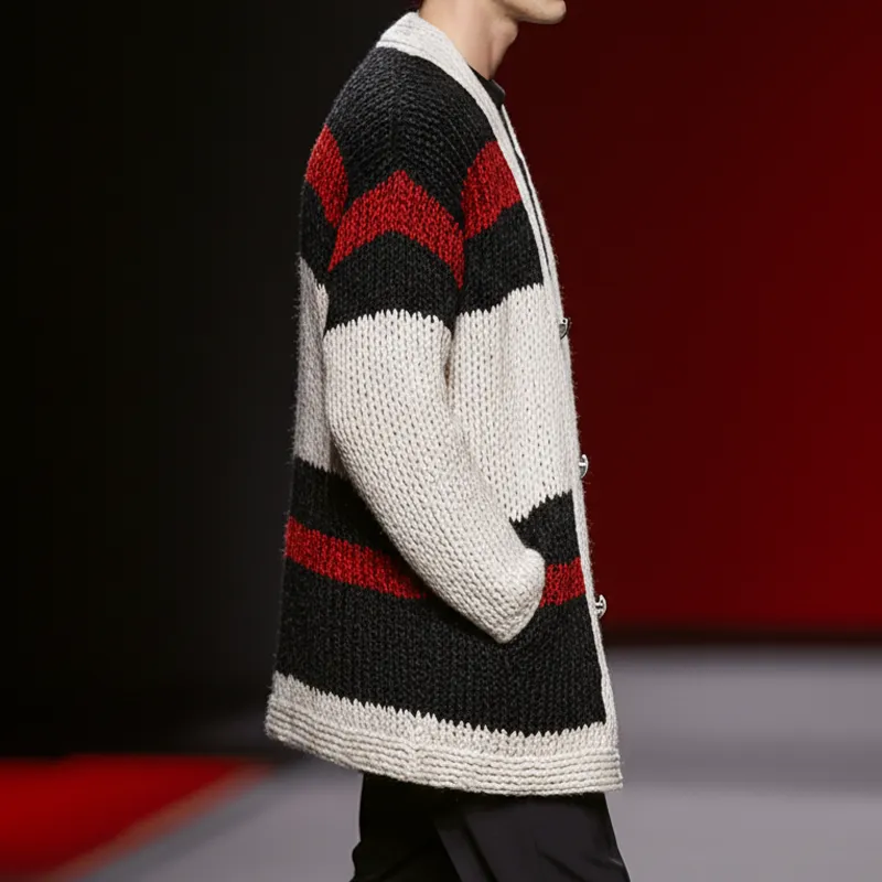 Men's Classic Colorblock Mid-Length Button-Down Cardigan MTA2731J6U sold by Manly product image thumbnail 3