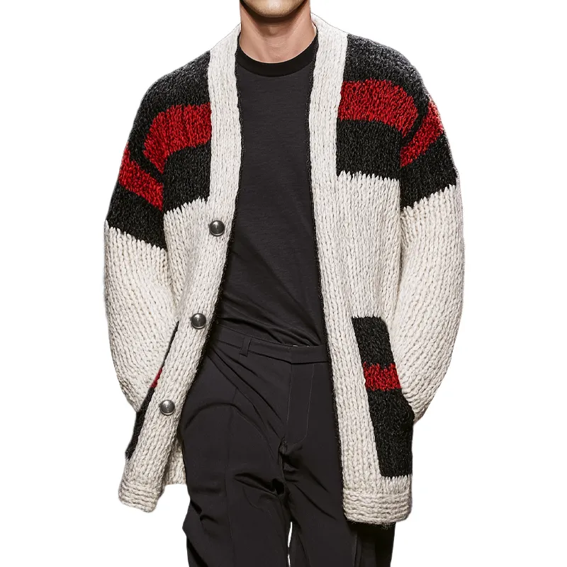 Men's Classic Colorblock Mid-Length Button-Down Cardigan MTA2731J6U sold by Manly