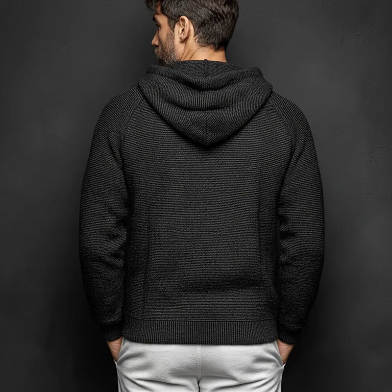 Men's Classic Dark Grey Casual Stretch Knit Hoodie MTA2886J6U sold by Manly product image thumbnail 5