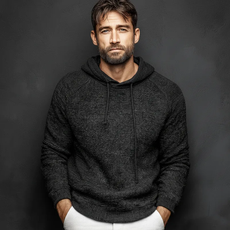 Men's Classic Dark Grey Casual Stretch Knit Hoodie MTA2886J6U sold by Manly product image thumbnail 2