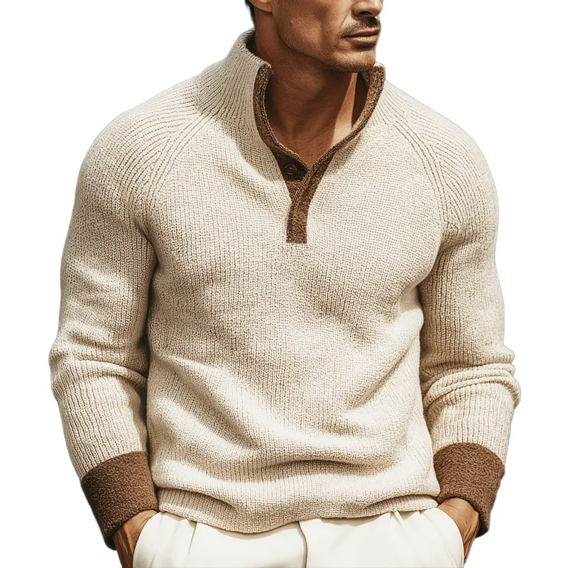 Men's Classic Colorblock Stand Collar Knit Sweater MTA2861J5U sold by Manly