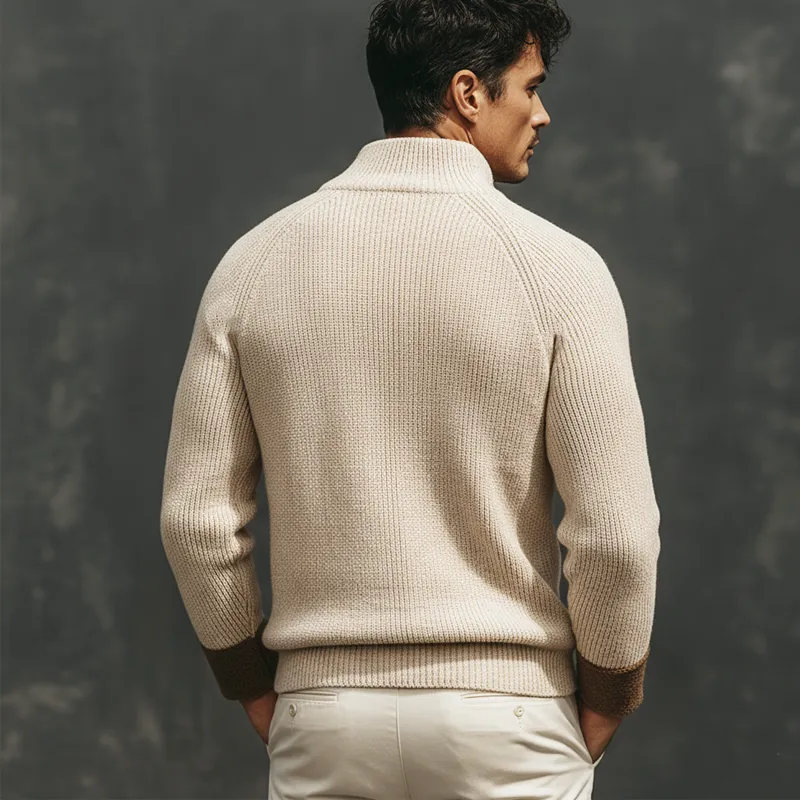 Men's Classic Colorblock Stand Collar Knit Sweater MTA2861J5U sold by Manly product image thumbnail 3