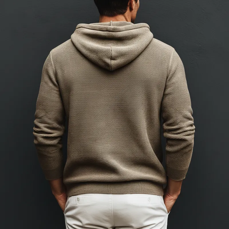 Men's Classic Striped Textured Loose Casual Hoodie MTA2785J2U sold by Manly product image thumbnail 4