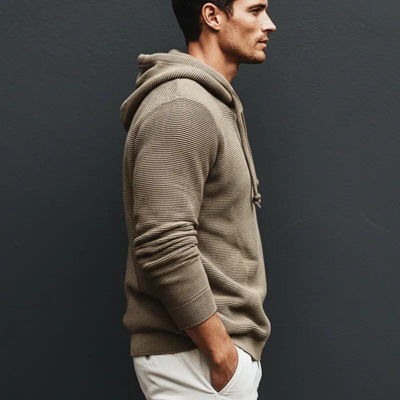 Men's Classic Striped Textured Loose Casual Hoodie MTA2785J2U sold by Manly product image thumbnail 3