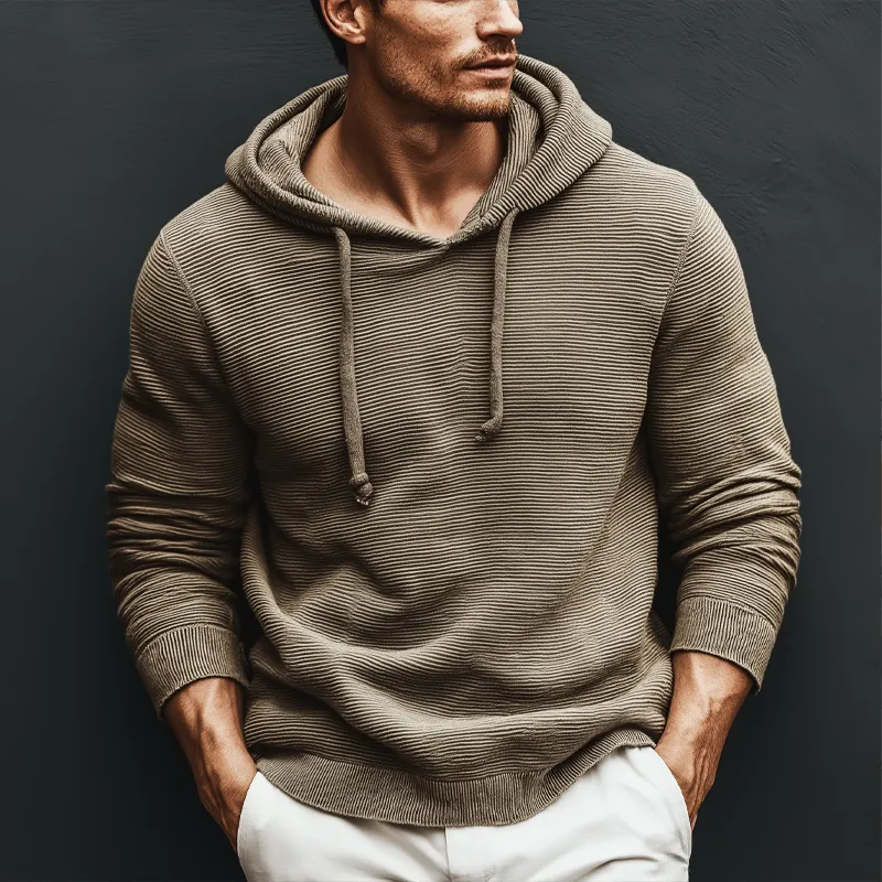 Men's Classic Striped Textured Loose Casual Hoodie MTA2785J2U sold by Manly product image thumbnail 2