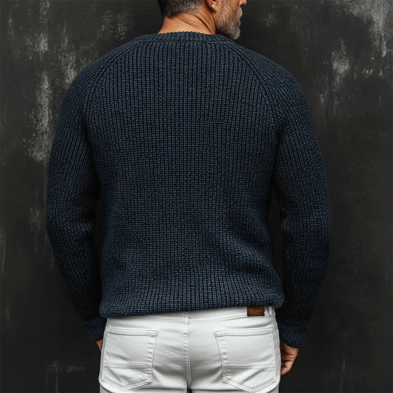 Men's Navy Classic Henley Collar Casual Knit Sweater MTA2869J3U sold by Manly product image thumbnail 4