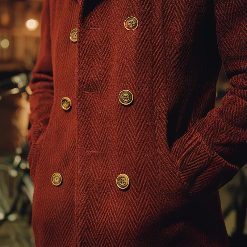 Men's Winter Fashion Herringbone Velvet Double-Breasted Coat MTA2788J3P sold by Manly product image thumbnail 4