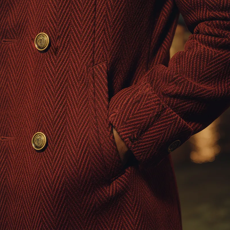 Men's Winter Fashion Herringbone Velvet Double-Breasted Coat MTA2788J3P sold by Manly product image thumbnail 5