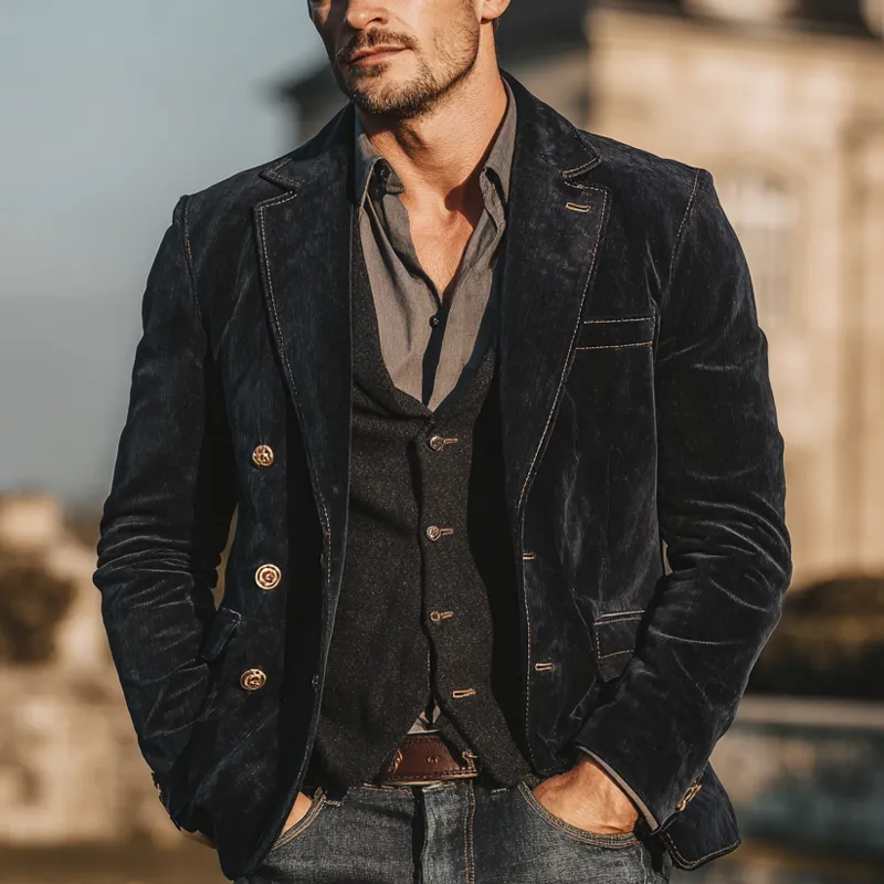 Men's Vintage Corduroy Lapel Blazer MTA2733J3X sold by Manly product image thumbnail 2