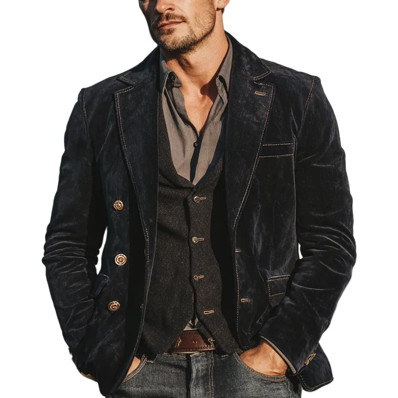 Men's Vintage Corduroy Lapel Blazer MTA2733J3X sold by Manly