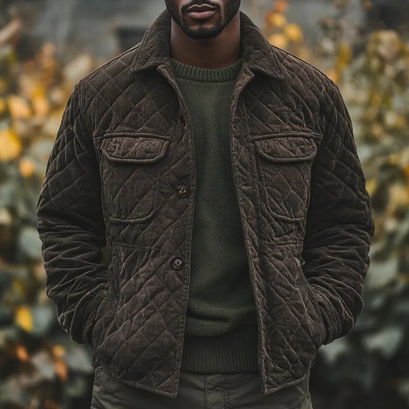 Men's Solid Corduroy Quilted Lapel Jacket MTA2725J0X sold by Manly product image thumbnail 2