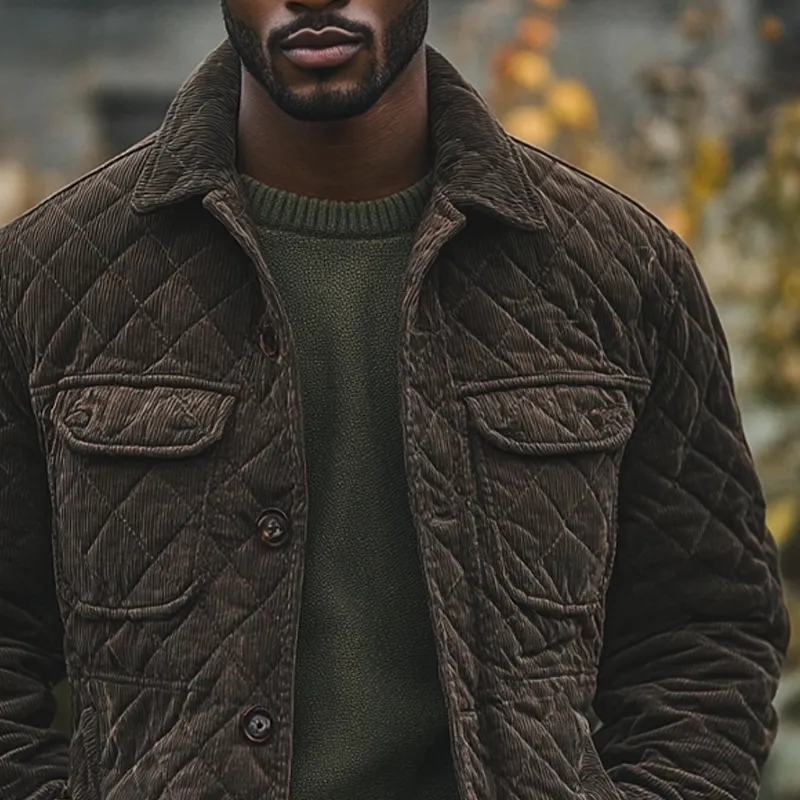 Men's Solid Corduroy Quilted Lapel Jacket MTA2725J0X sold by Manly product image thumbnail 3
