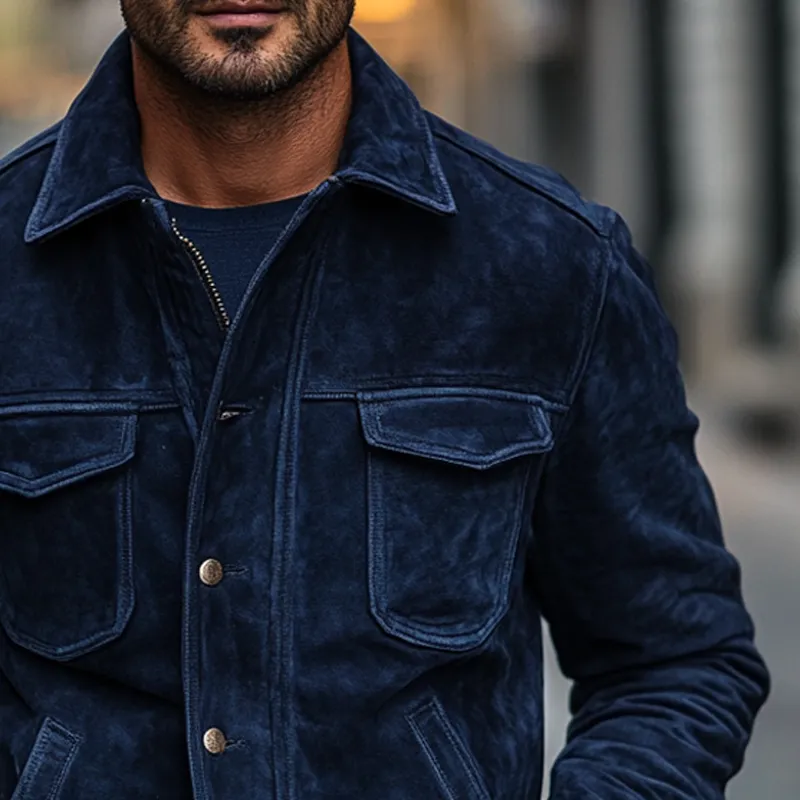 Men's Vintage Solid Faux Suede Multi-Pocket Jacket MTA2797J7X sold by Manly product image thumbnail 2