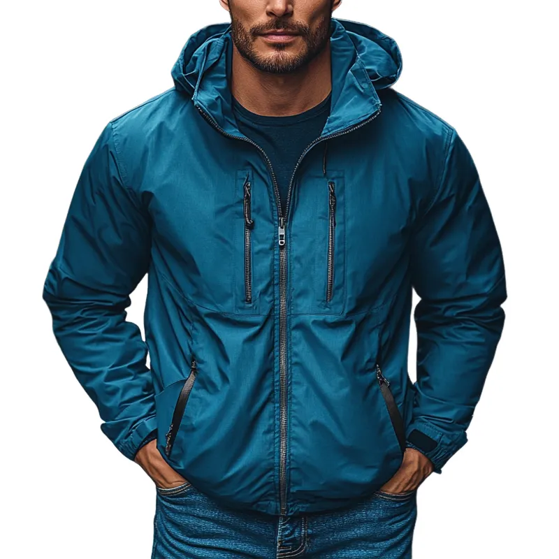 Men's Quick Dry Windproof Multi-Pocket Zipper Hooded Jacket MTA2799J6X sold by Manly