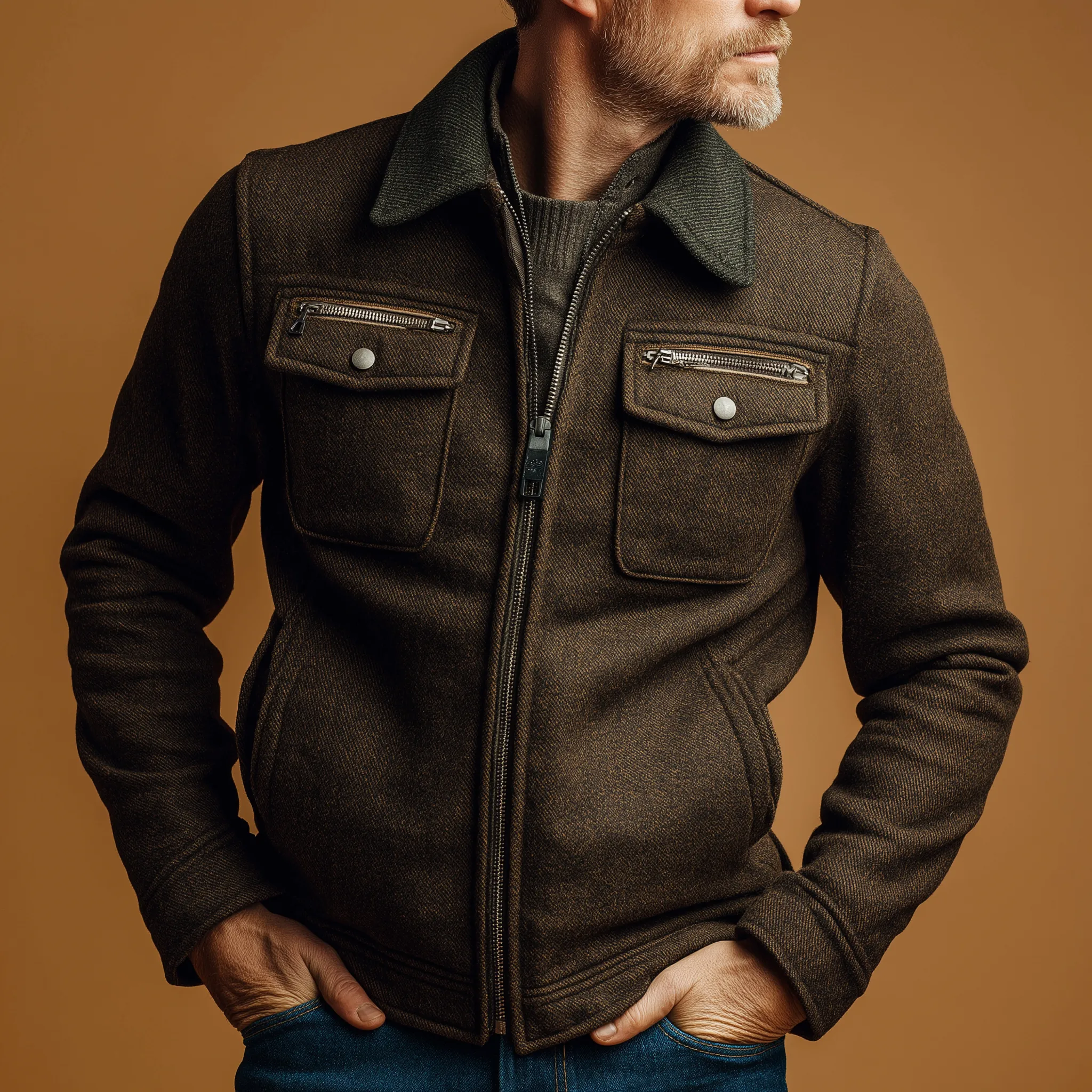 Men's Winter Vintage Herringbone Faux Wool Jacket MTA2788J8P sold by Manly product image thumbnail 2