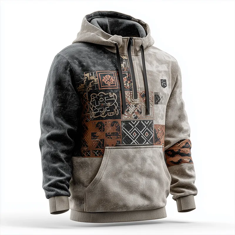 Men's Winter Fashion Polar Fleece Printed Half-Zip Hooded Sweatshirt MTA2783J7P sold by Manly product image thumbnail 2