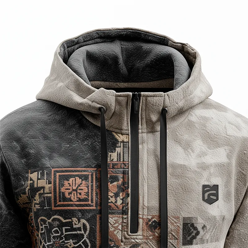 Men's Winter Fashion Polar Fleece Printed Half-Zip Hooded Sweatshirt MTA2783J7P sold by Manly product image thumbnail 4