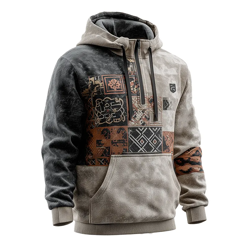 Men's Winter Fashion Polar Fleece Printed Half-Zip Hooded Sweatshirt MTA2783J7P sold by Manly