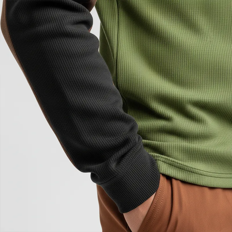 Men's Simple Retro Knitted Ribbed Patchwork Half-zip Sweatshirt MTA2786J0P sold by Manly product image thumbnail 5