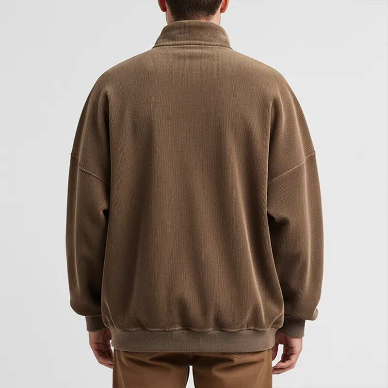 Men's Vintage Corduroy Half Zip Stand Collar Sweatshirt MTA2708J9P sold by Manly product image thumbnail 3