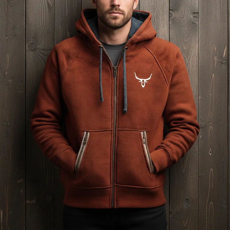 Men's Vintage Striped Cotton Blend Hooded Zipper Sweatshirt MTA2712J7P sold by Manly product image thumbnail 2