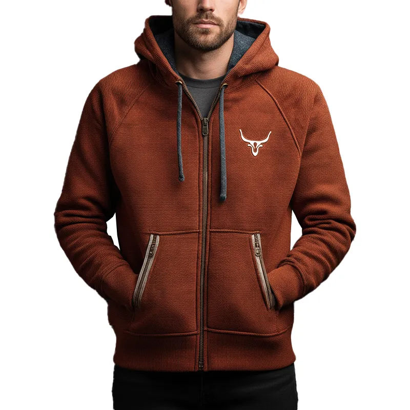 Men's Vintage Striped Cotton Blend Hooded Zipper Sweatshirt MTA2712J7P sold by Manly