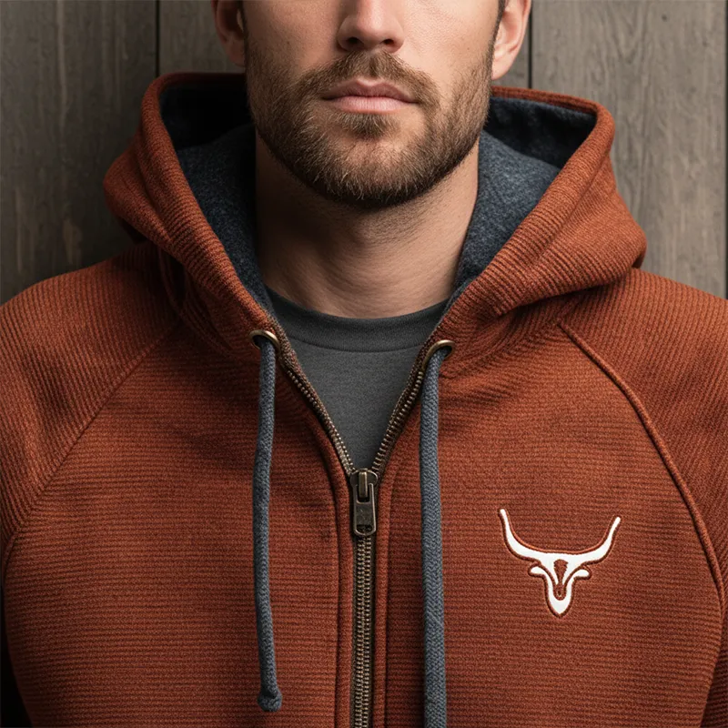 Men's Vintage Striped Cotton Blend Hooded Zipper Sweatshirt MTA2712J7P sold by Manly product image thumbnail 4