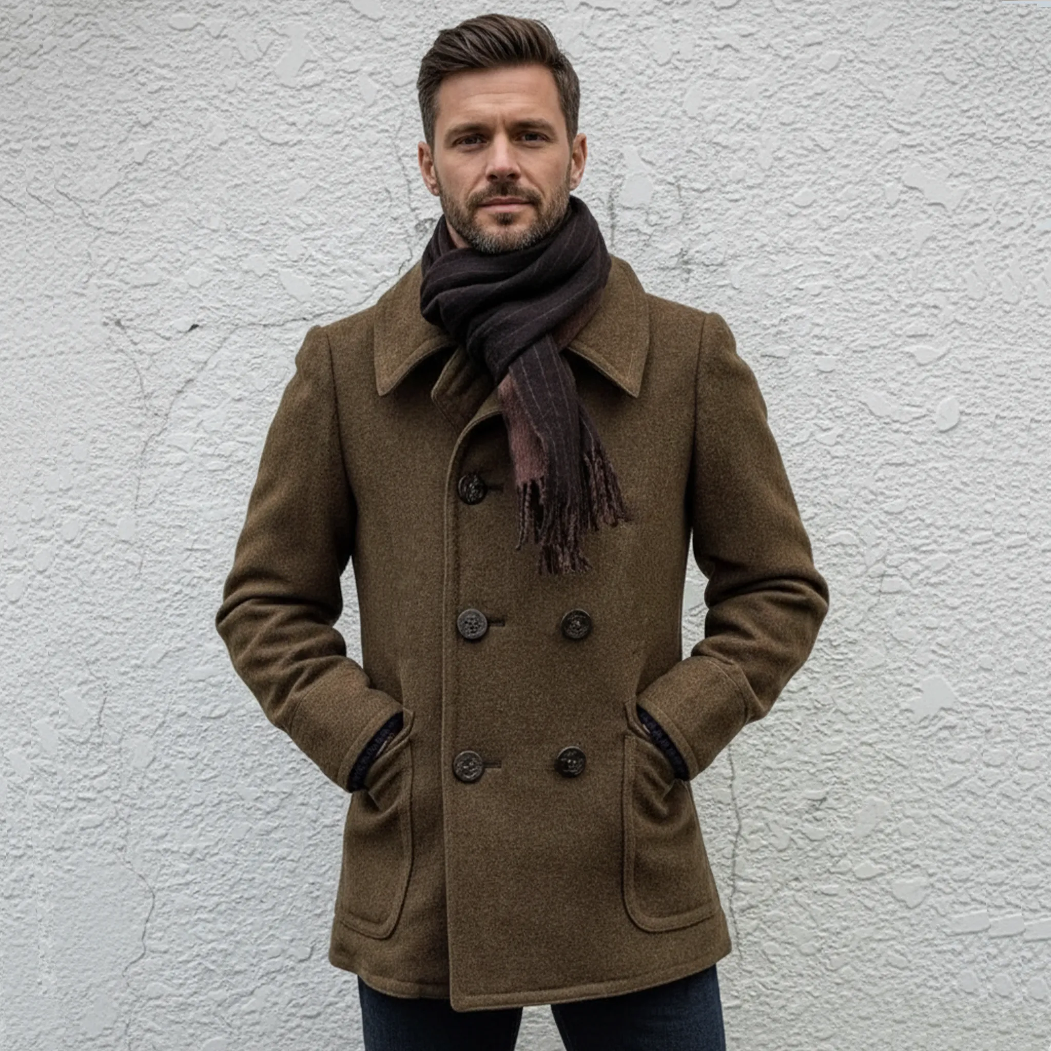 Men's Classic Retro Lapel Double-breasted Faux Wool Jacket MTA3131J1K sold by Manly product image thumbnail 2