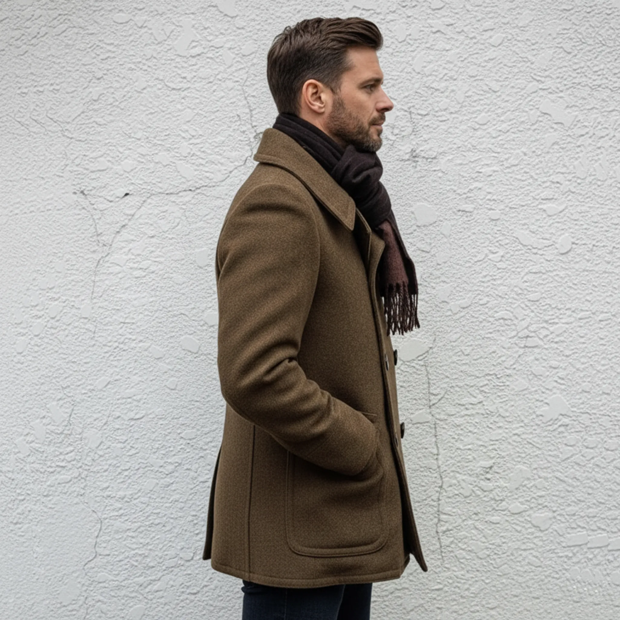 Men's Classic Retro Lapel Double-breasted Faux Wool Jacket MTA3131J1K sold by Manly product image thumbnail 3