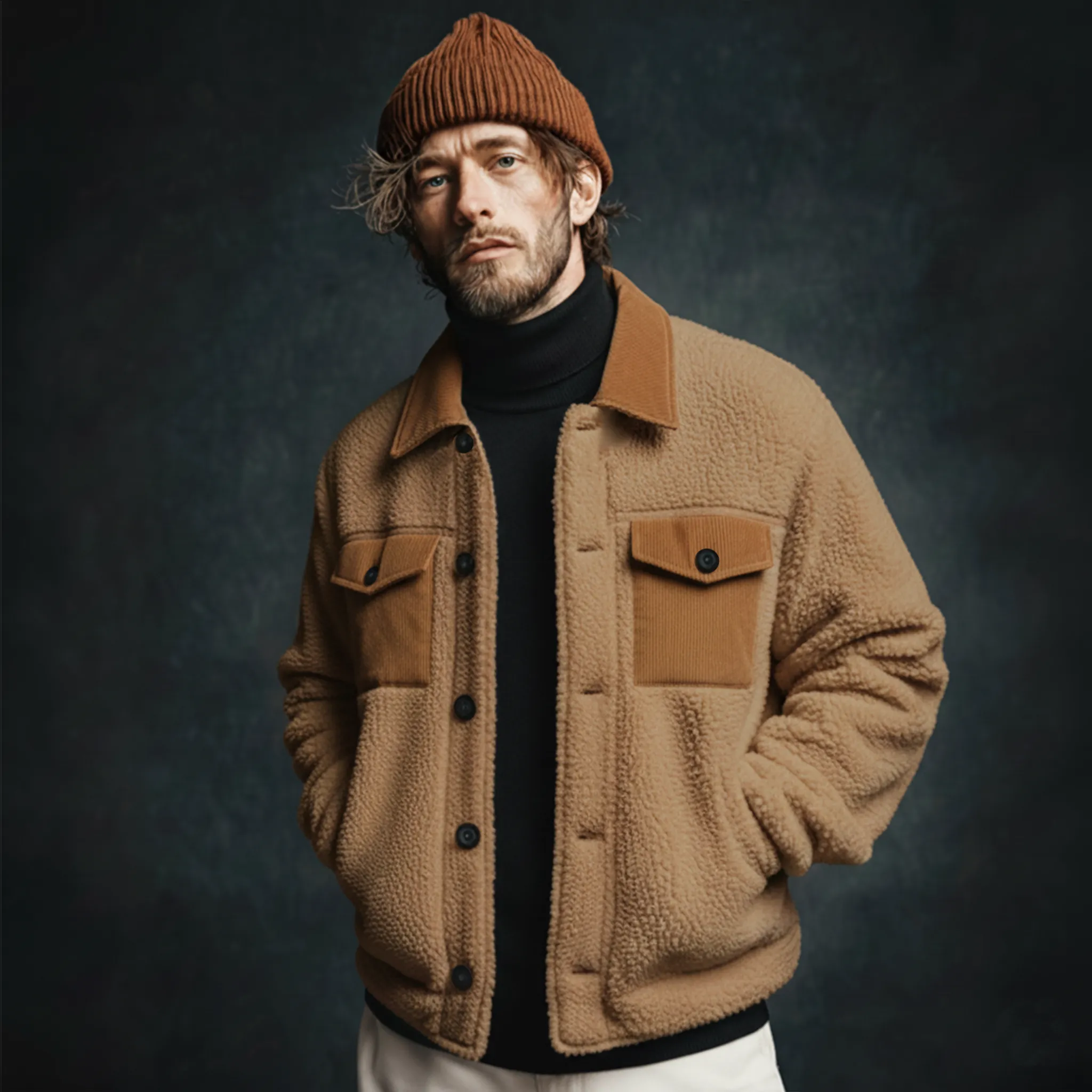 Men's Classic Casual Collar Pocket Corduroy Button Fleece Jacket MTA0187K0K sold by Manly product image thumbnail 2