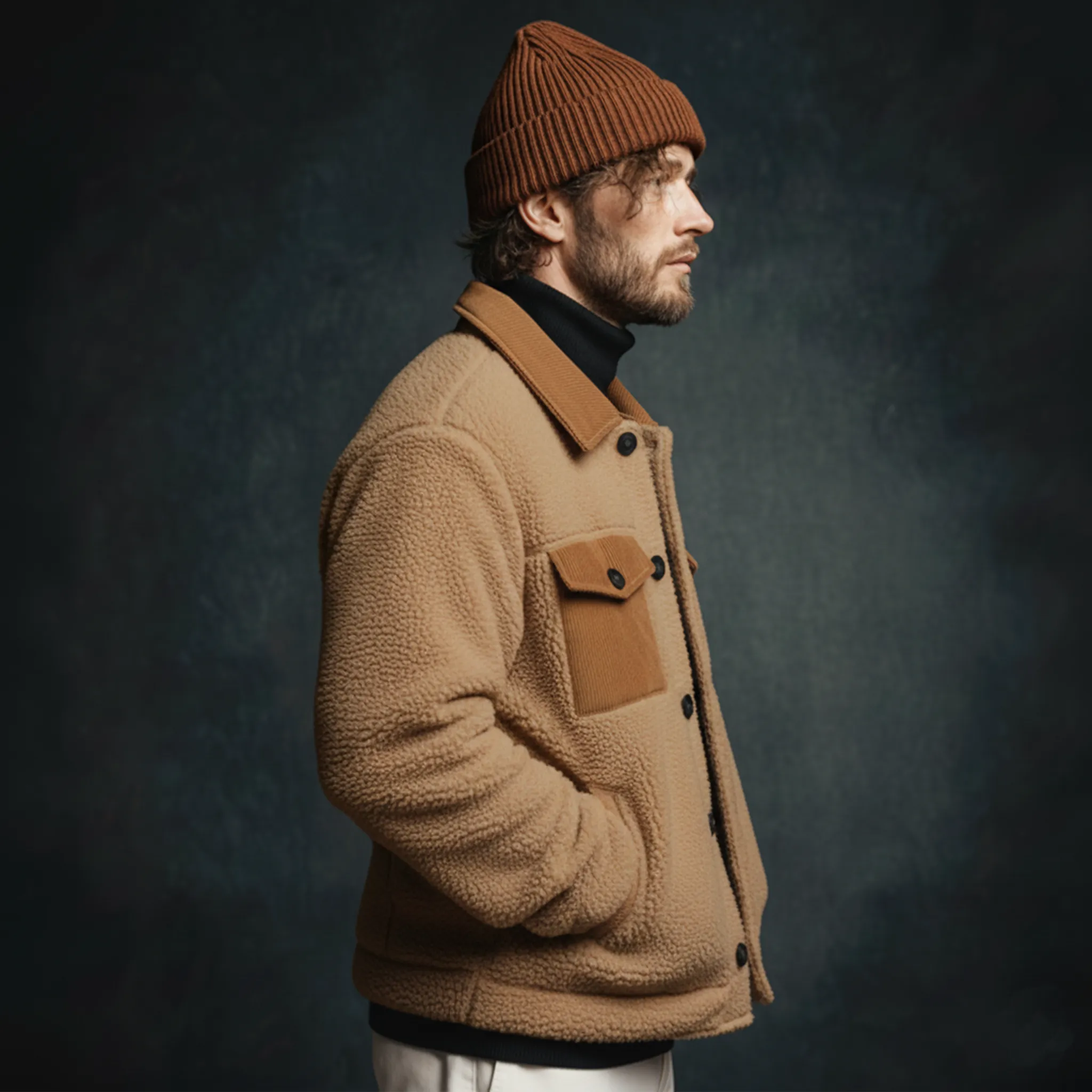 Men's Classic Casual Collar Pocket Corduroy Button Fleece Jacket MTA0187K0K sold by Manly product image thumbnail 3