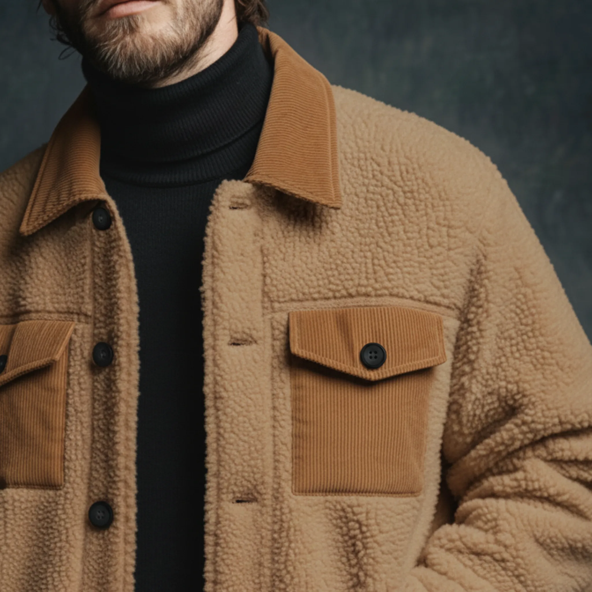 Men's Classic Casual Collar Pocket Corduroy Button Fleece Jacket MTA0187K0K sold by Manly product image thumbnail 5