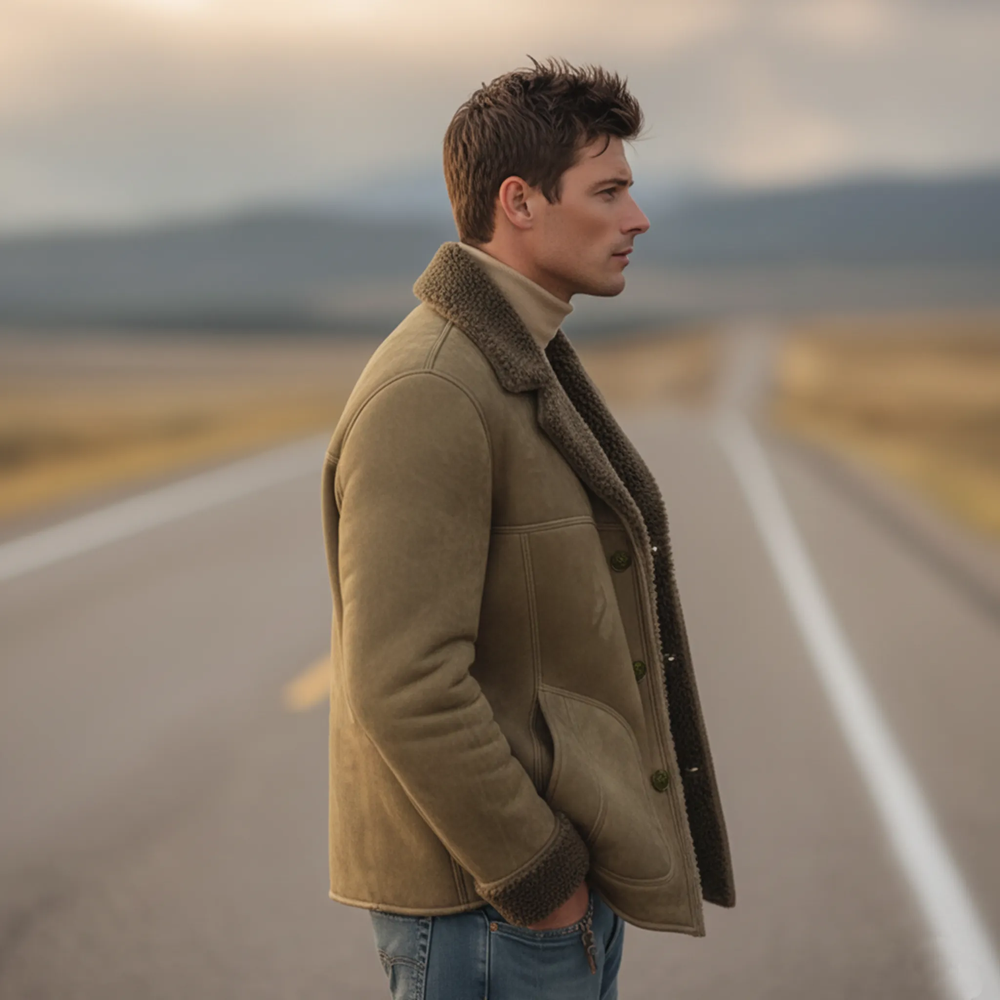 Men's Classic Retro Lapel Fleece-lined Faux Suede Jacket MTA0100K6K sold by Manly product image thumbnail 3