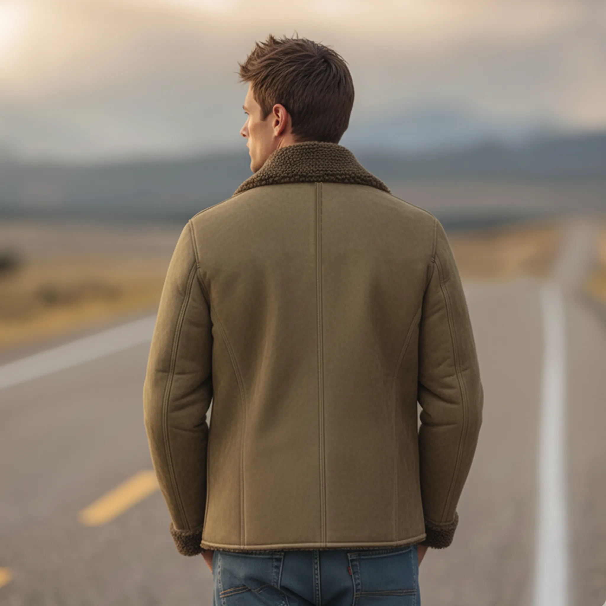 Men's Classic Retro Lapel Fleece-lined Faux Suede Jacket MTA0100K6K sold by Manly product image thumbnail 4