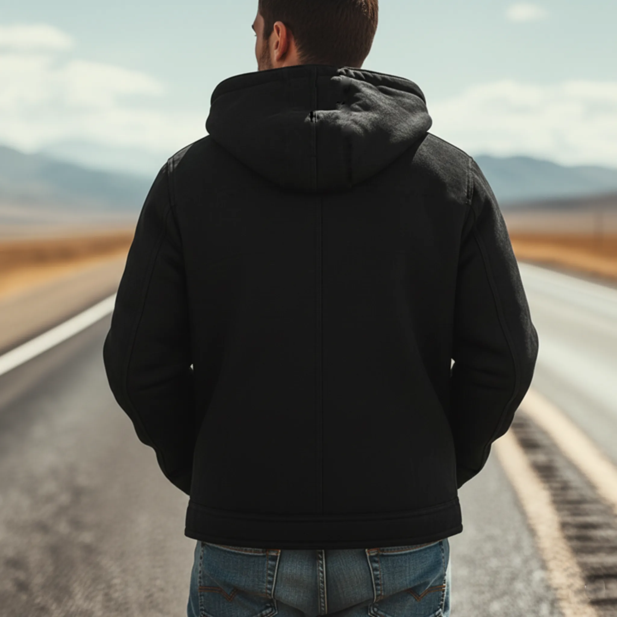 Men's Classic Retro Hooded Fleece Lined Horn Button Faux Suede Jacket MTA0197K1K sold by Manly product image thumbnail 4