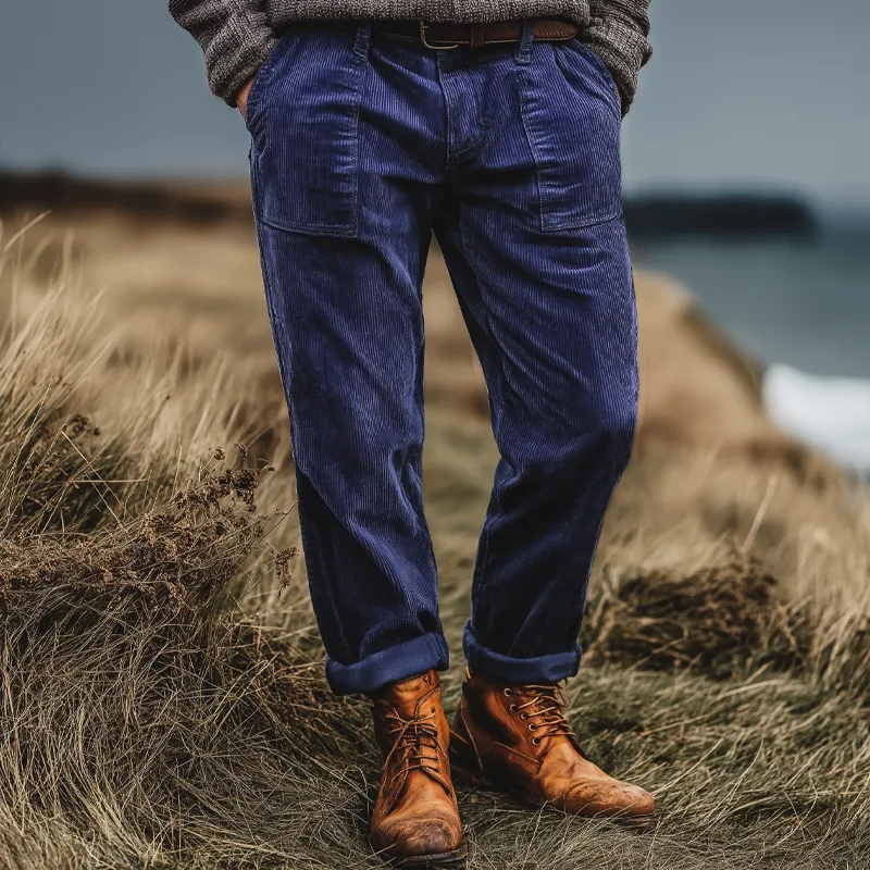 Men's Classic Blue-purple Corduroy Straight-leg Casual Pants MTA0133K3U sold by Manly product image thumbnail 2