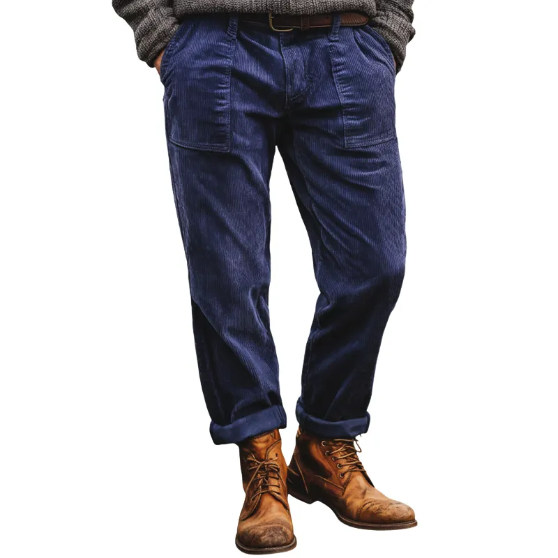Men's Classic Blue-purple Corduroy Straight-leg Casual Pants MTA0133K3U sold by Manly