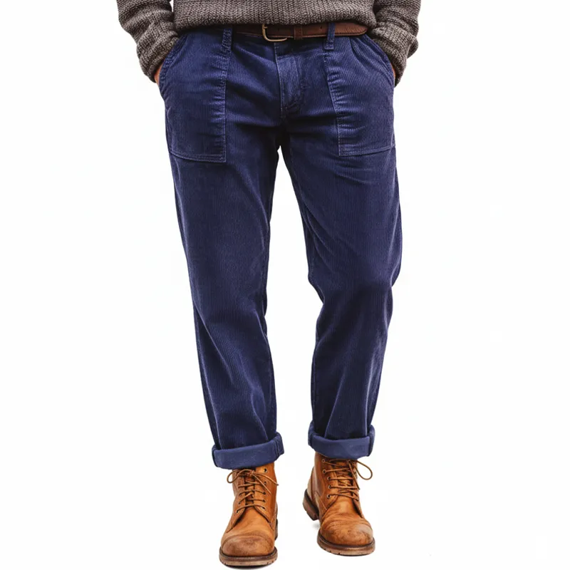Men's Classic Blue-purple Corduroy Straight-leg Casual Pants MTA0133K3U sold by Manly product image thumbnail 5
