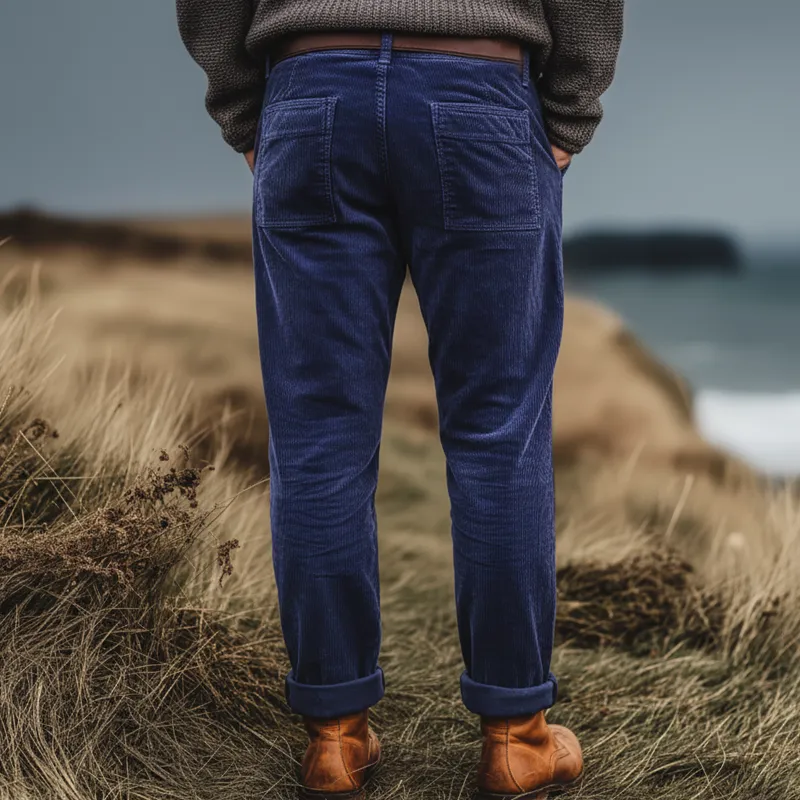 Men's Classic Blue-purple Corduroy Straight-leg Casual Pants MTA0133K3U sold by Manly product image thumbnail 4