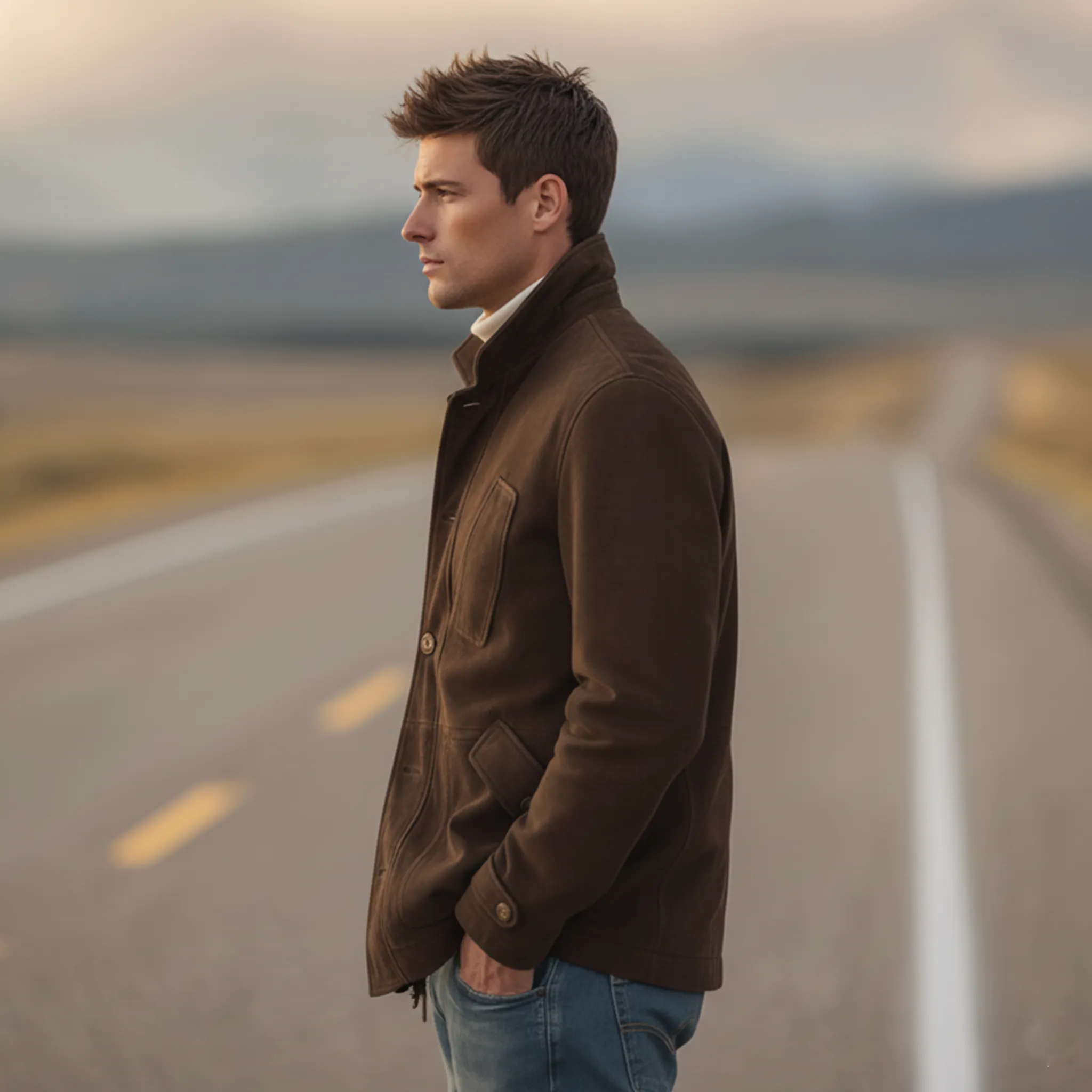 Men's Classic Retro Stand-up Collar Faux Suede Jacket MTA0132K1K sold by Manly product image thumbnail 3