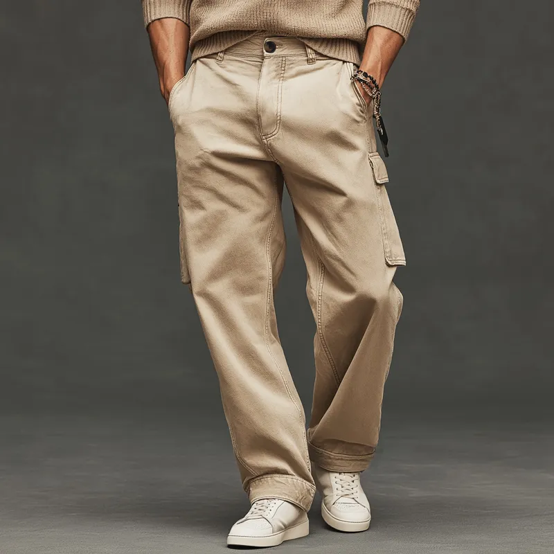 Men's Classic Light Khaki Straight Leg Loose-fitting Jeans MTA3153J0U sold by Manly product image thumbnail 2